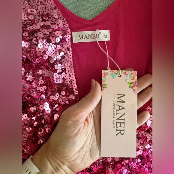 Sequin Glitter Short Sleeve Dress - Picture 3 of 3